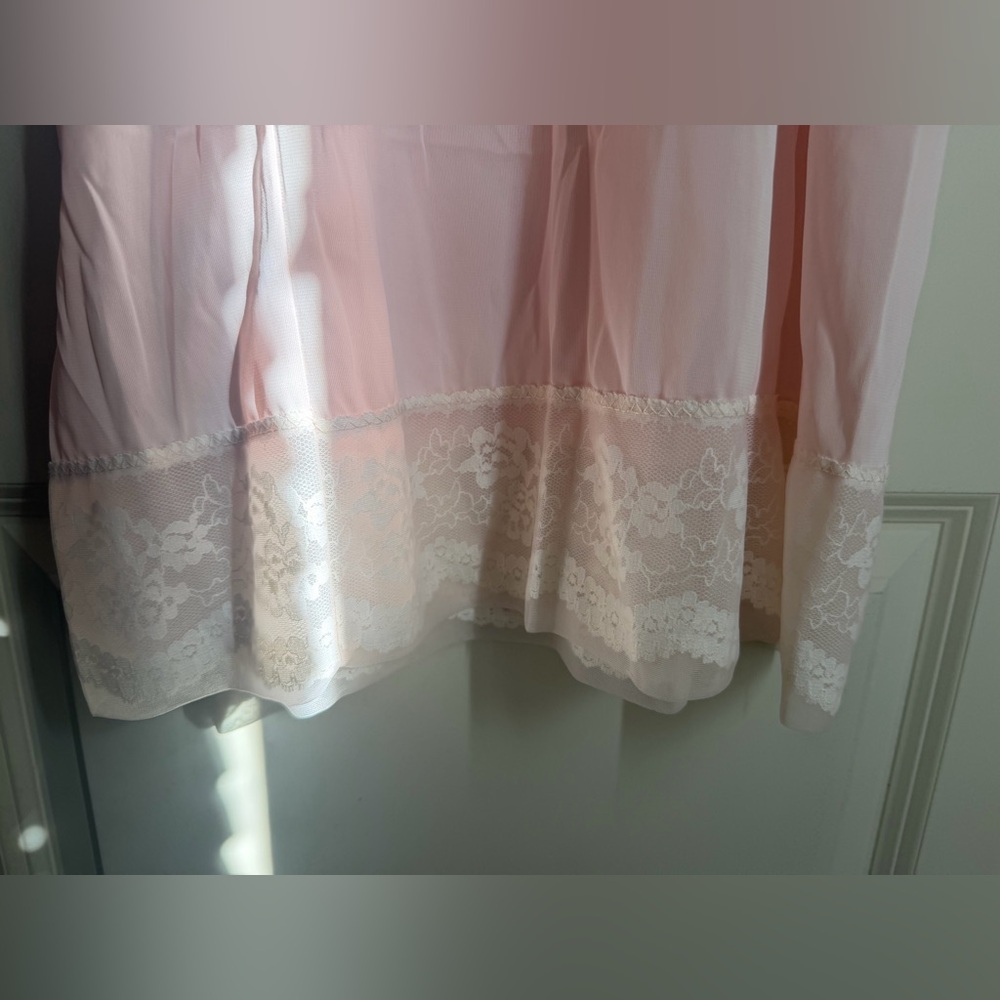 Slip pink 50s vintage Elegant Pink Lace trim Dress adjustable strap lightweight - Picture 10 of 14